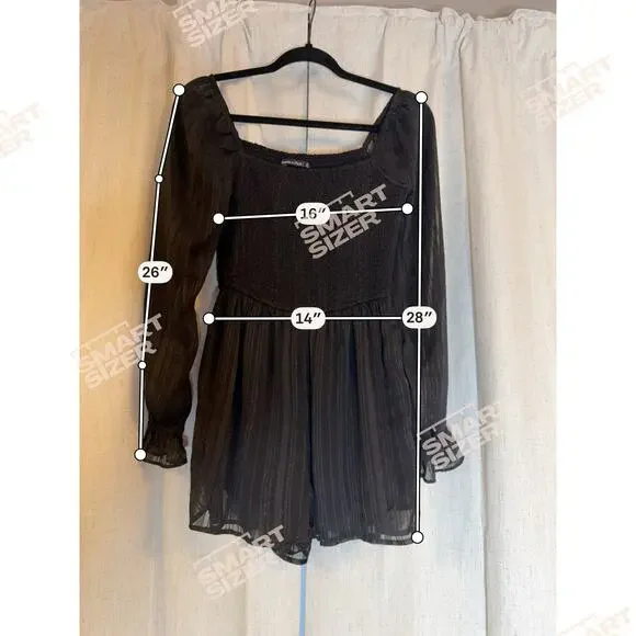 ABERCROMBIE & FITCH SHEER BLACK LONG SLEEVE ROMPER SIZE SMALL - Picture 3 of 5